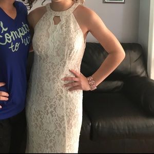 Elegant beige prom dress